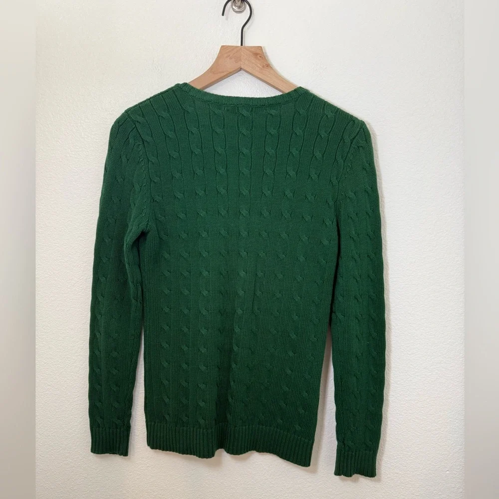 Lauren Ralph Lauren V-Neck Sweater Dark Green Small - Picture 3 of 7